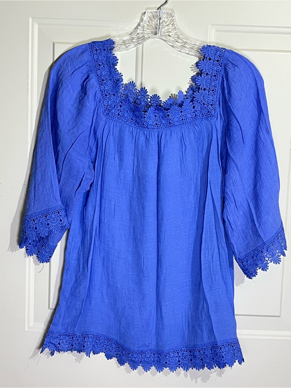 Zac & Rachel Cobalt Blue Crochet-Trim Peasant Tunic